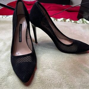 French Connection Black Stiletto Heels with Mesh Design